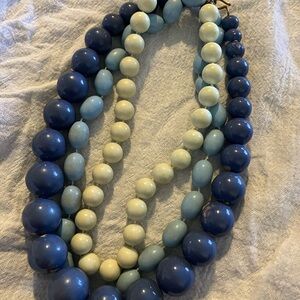 Vintage Blue and Cream Beaded Necklace Set